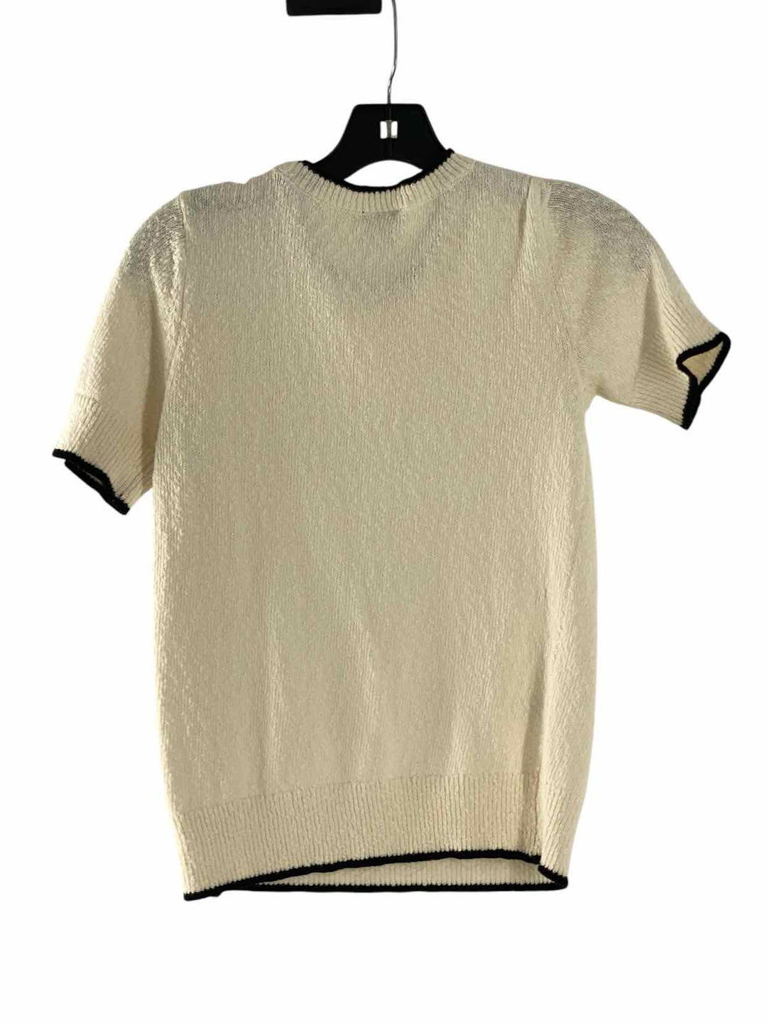 Ann Taylor Size XSP Cream Black Short Sleeve Shirts