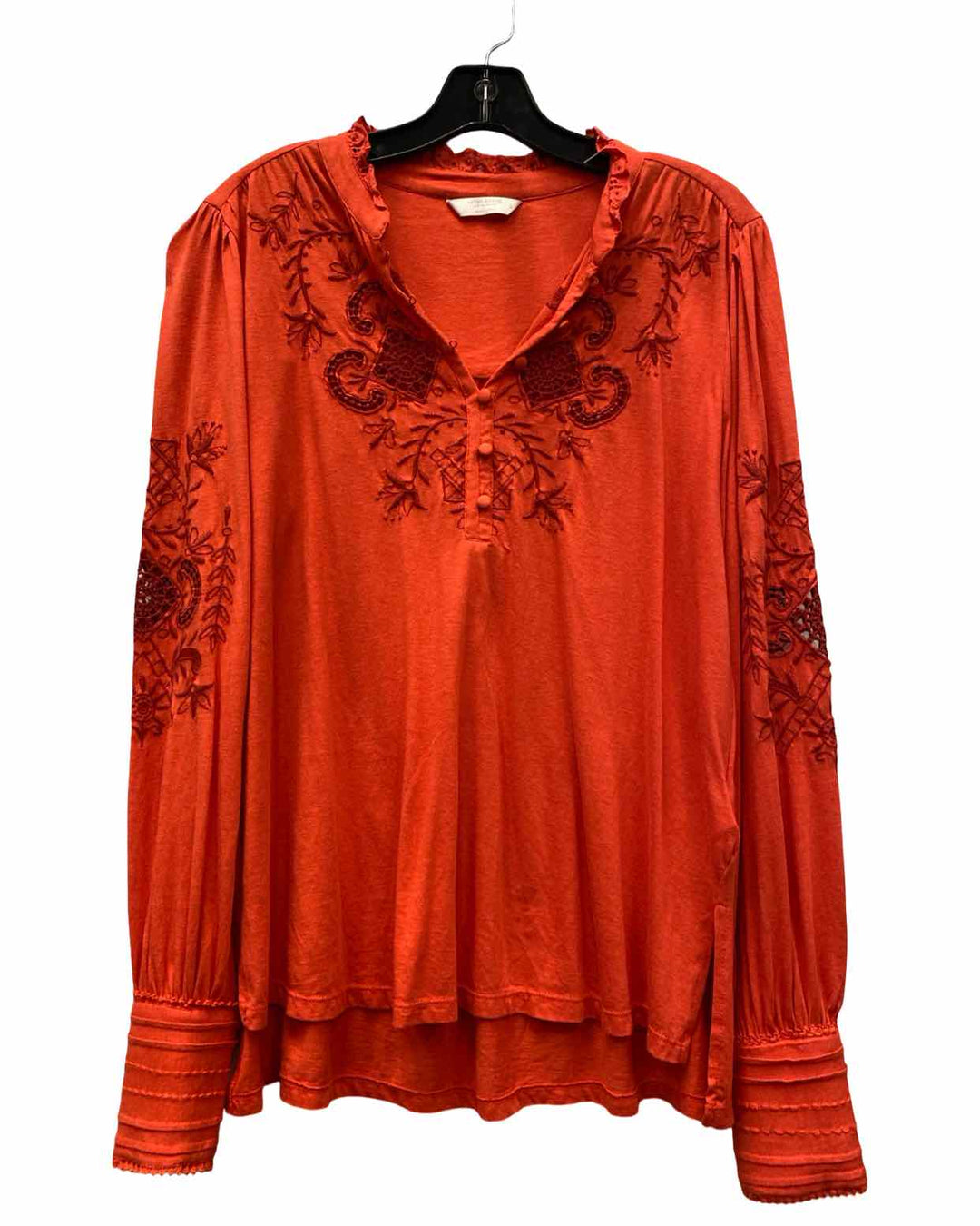 Lucky Size M Red Embroidered Long Sleeve Shirts