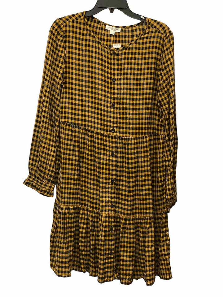 beachlunchlounge Size S Yellow Black Plaid Dress