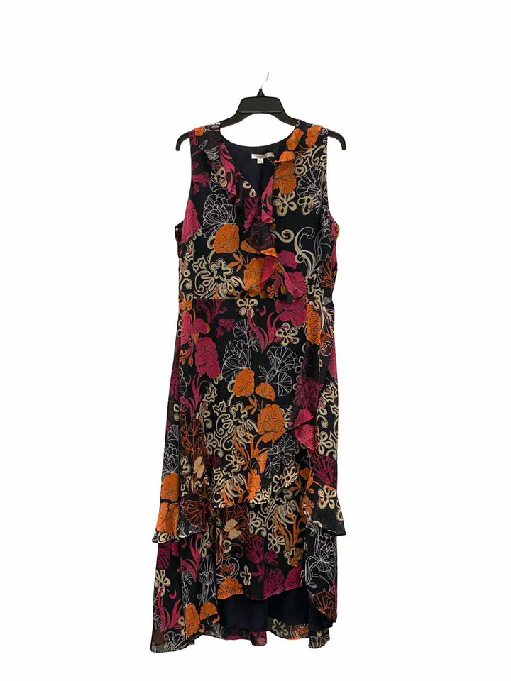 Chico's Size 3(16-18) Black Pink Floral Dress