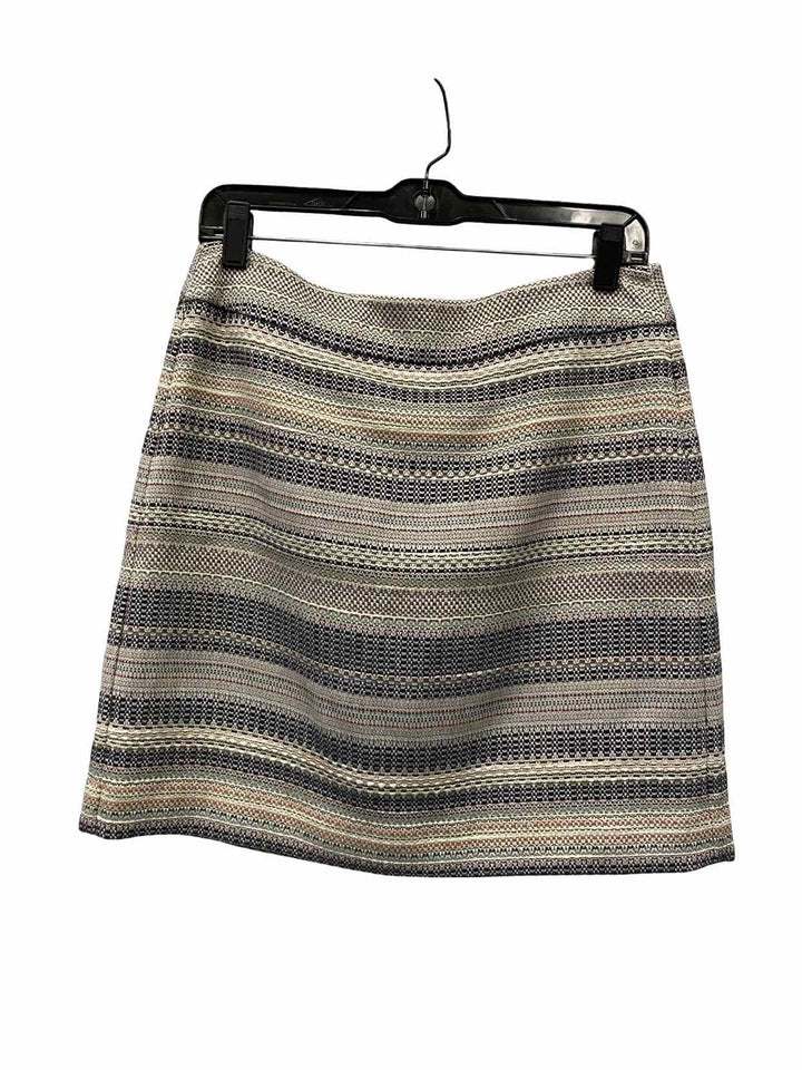 Loft Size 4 White Multi Colors Striped Skirt