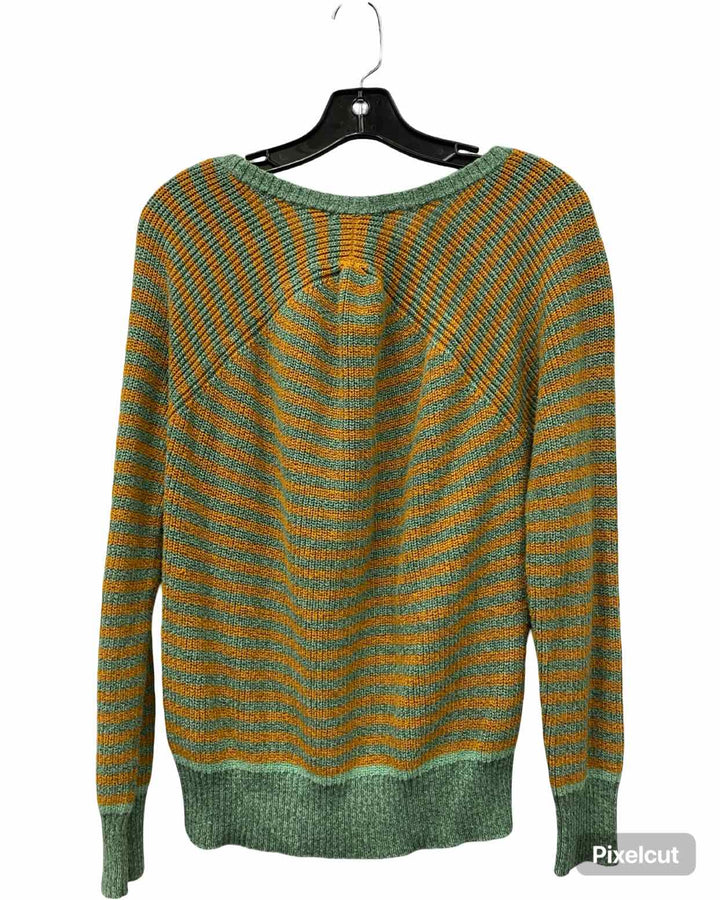 PrAna Size M Orange Green Striped Sweater