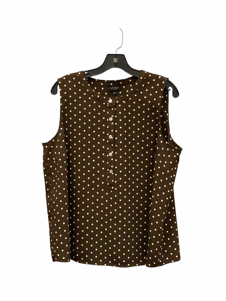 J Jill Size L Brown White Polka Dot Tank Top