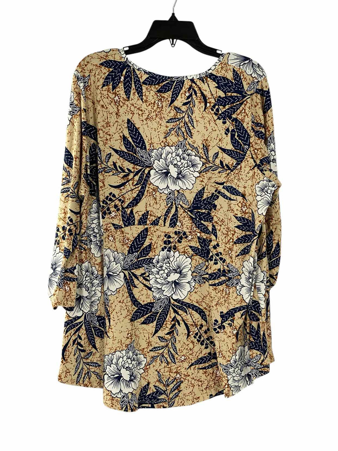 Bobeau Size 3X Orange navy Floral Long Sleeve Shirts