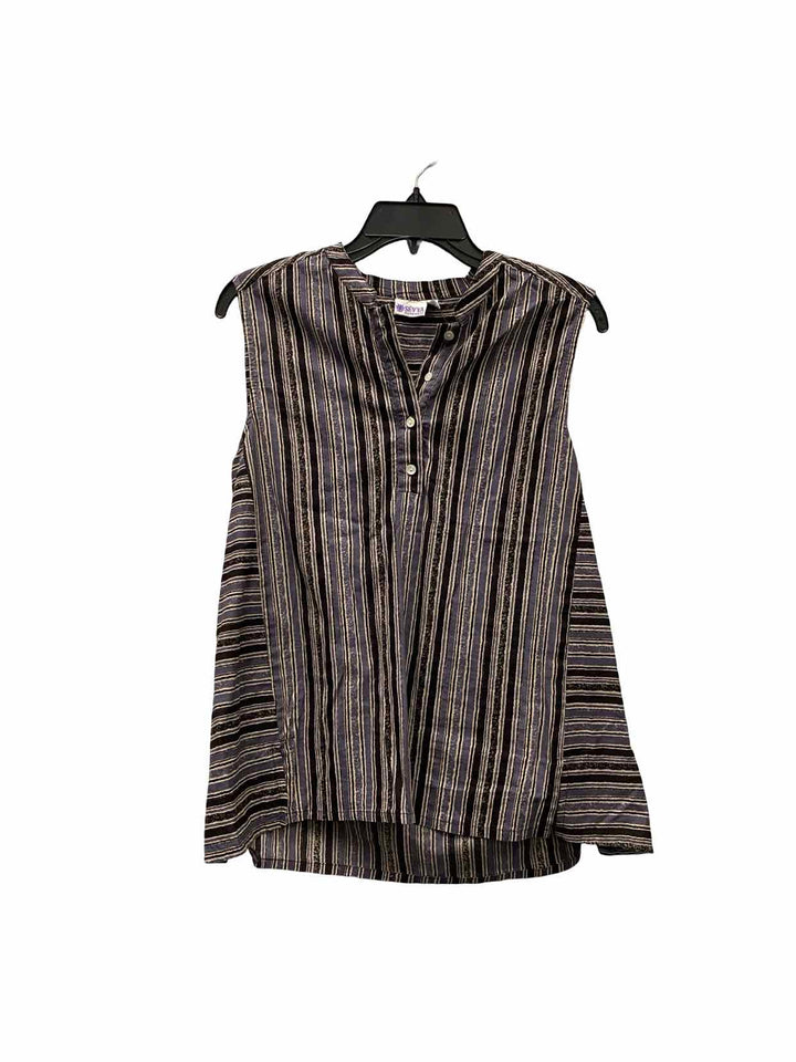 Sevya Size S/M Black/Blue Cream Striped Tank Top