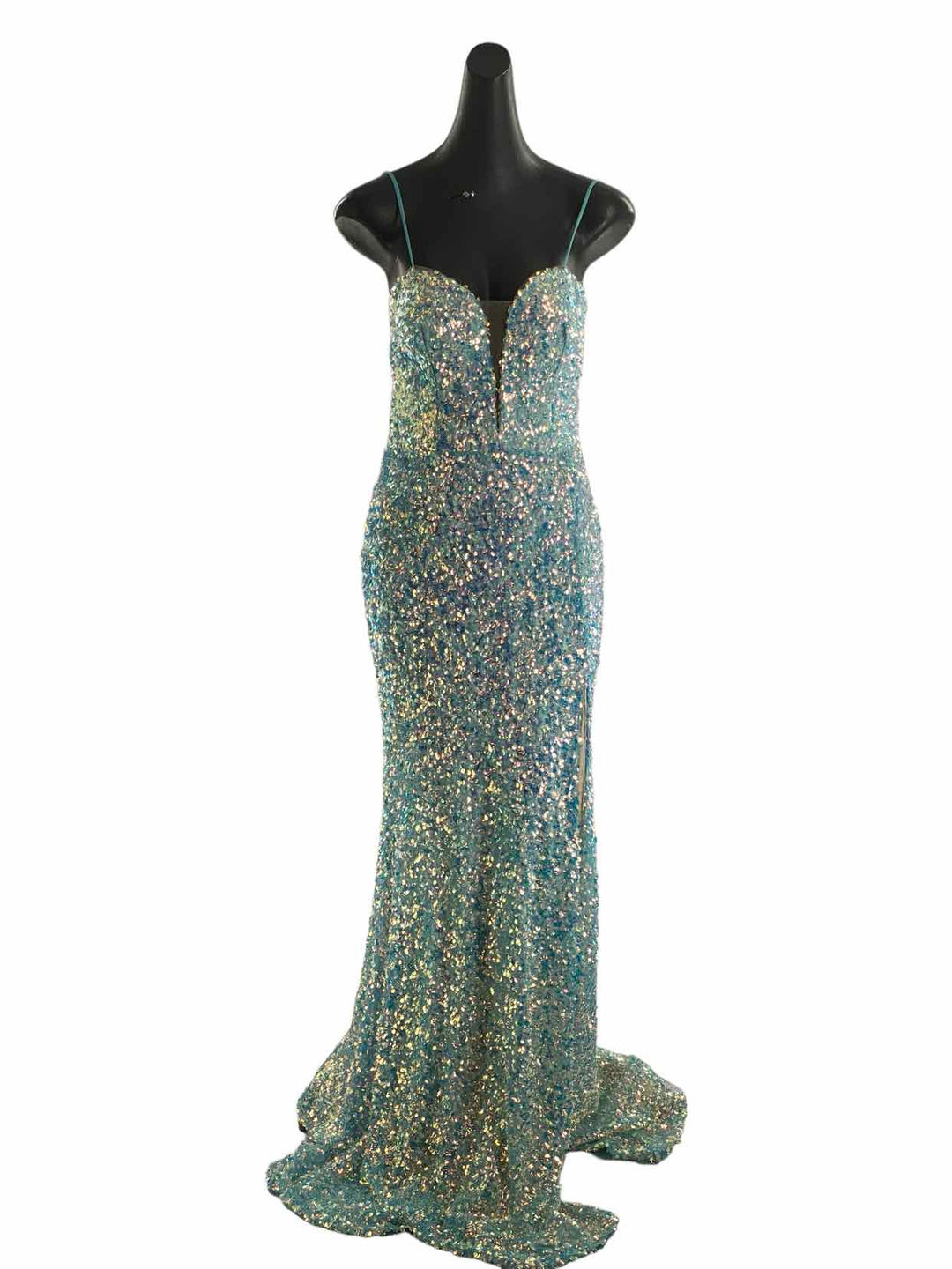 Ella Couture Size 6 Blue sequin & mesh Dress