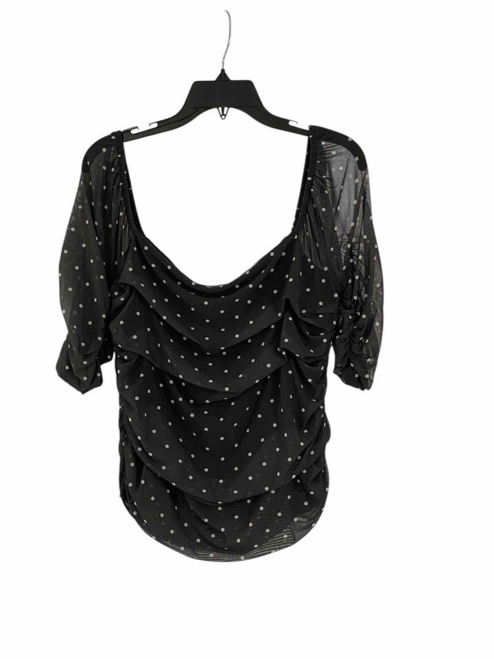 Anthropologie Size XL Black White Polka Dot Short Sleeve Shirts