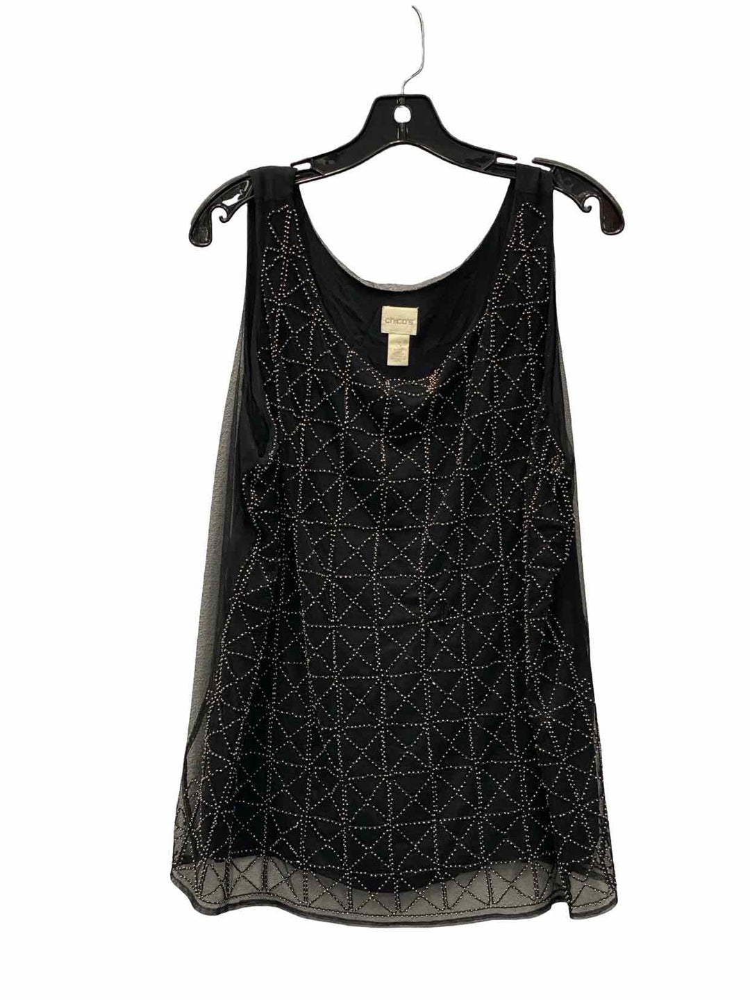 Chico's Size 3 Black Beaded Tank Top