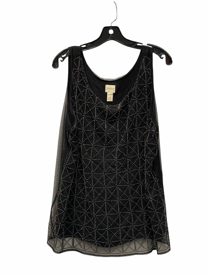 Chico's Size 3 Black Beaded Tank Top