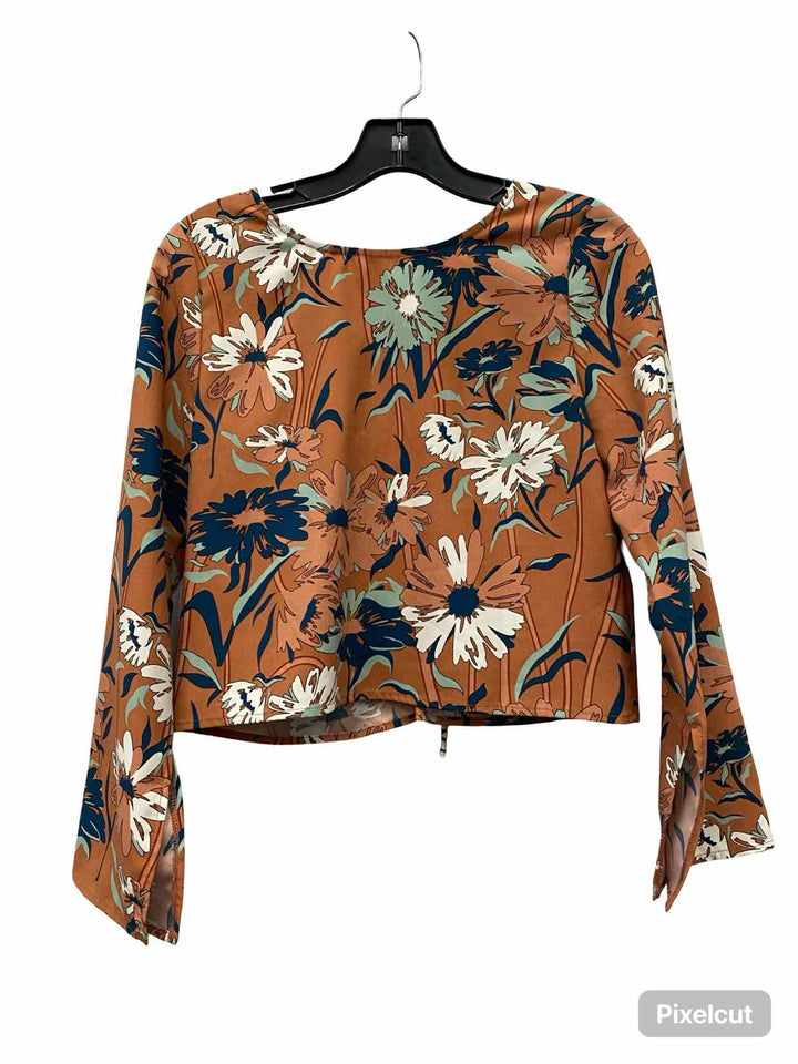 Vetta Size XS Orange Navy Long Sleeve Shirts