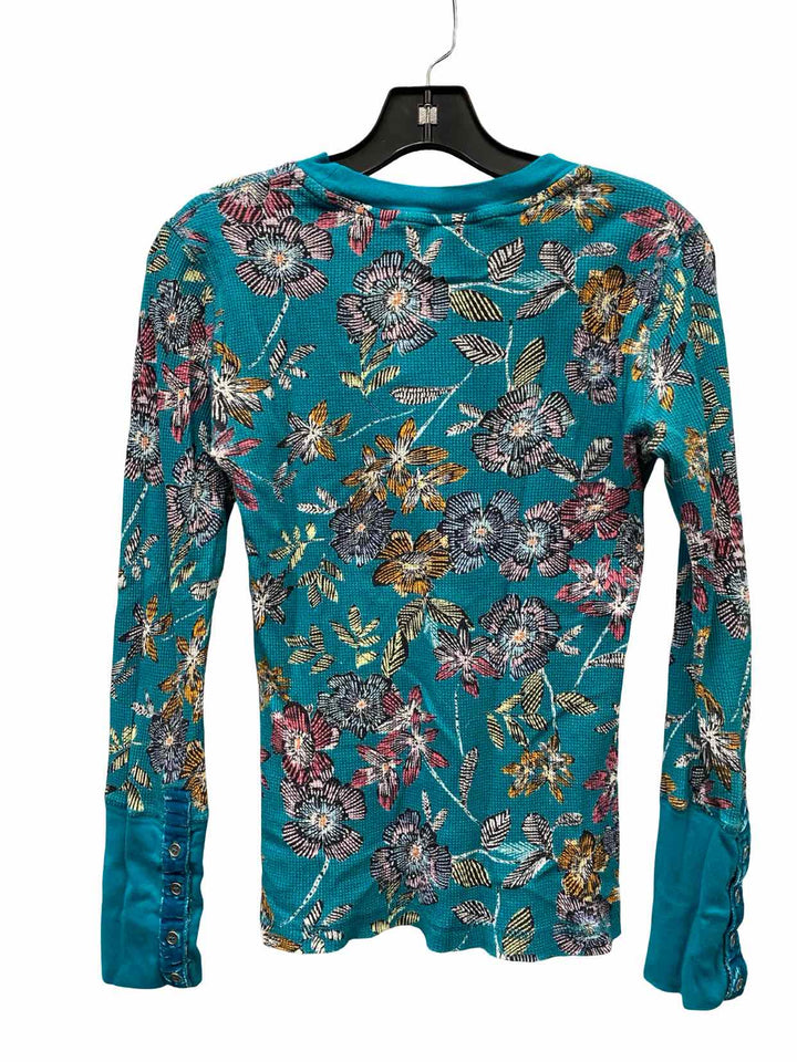 Sundance Size S Turquoise Floral 100% cotton Long Sleeve Shirts