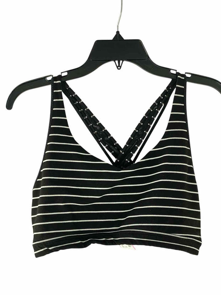 Athleta Size L Black White Stripe Athletic Bra