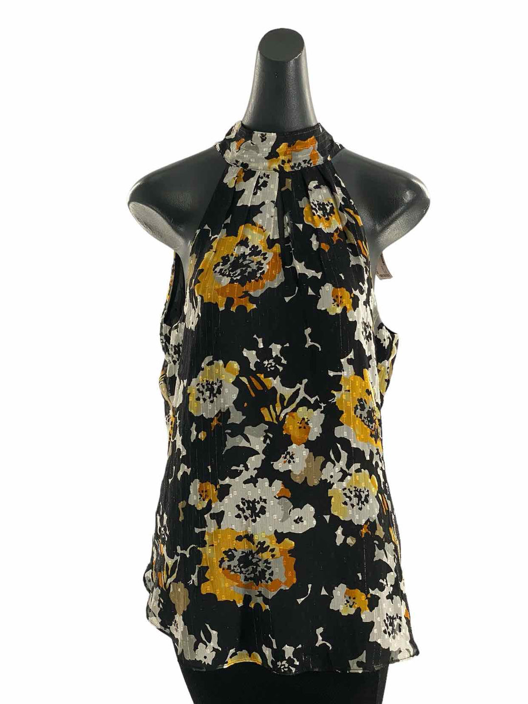 White House Black Market Size 8 Black Multi Floral Tank Top