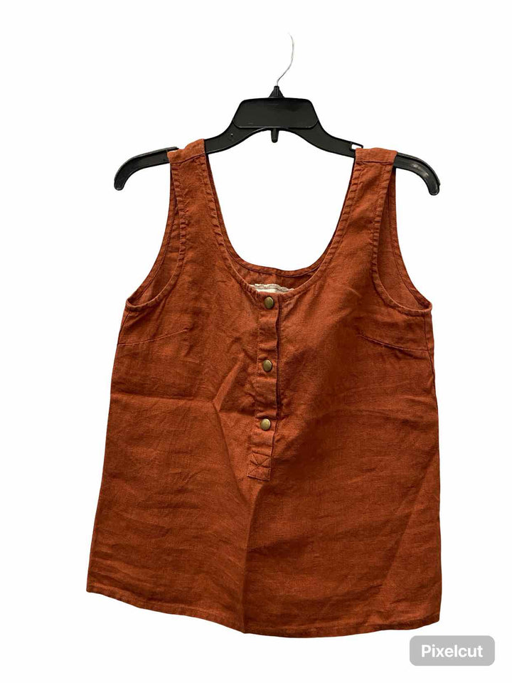Not Perfect Linen Size S Rust 100% Linen Tank Top
