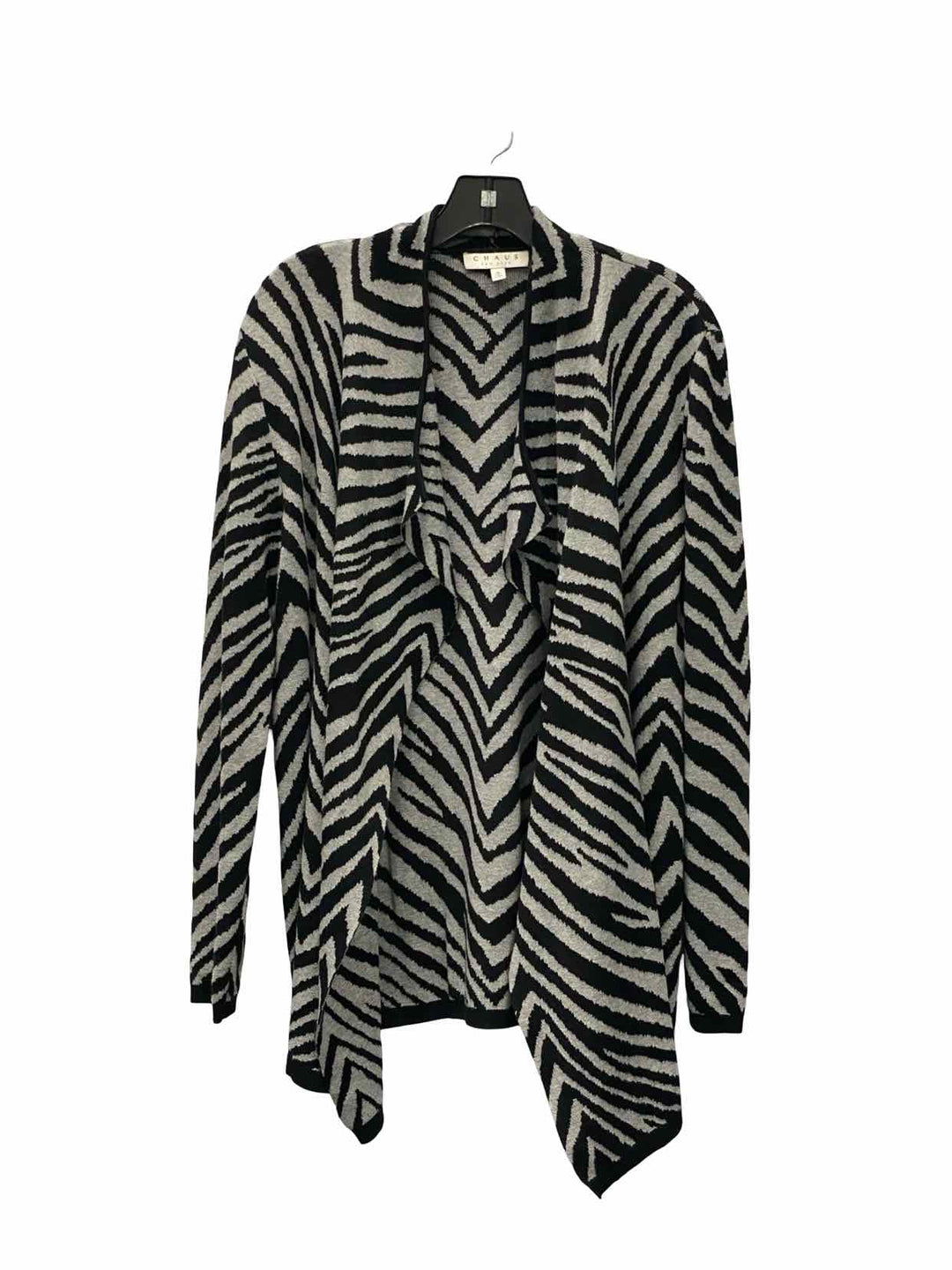 Chaus Size M Black Gray Print Sweater