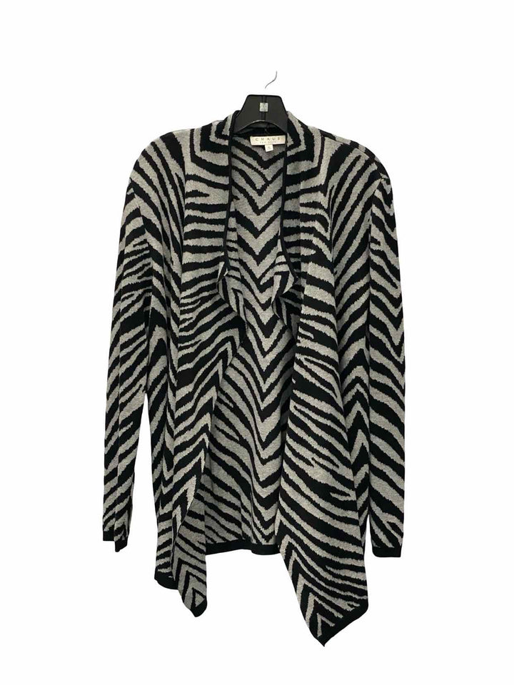 Chaus Size M Black Gray Print Sweater