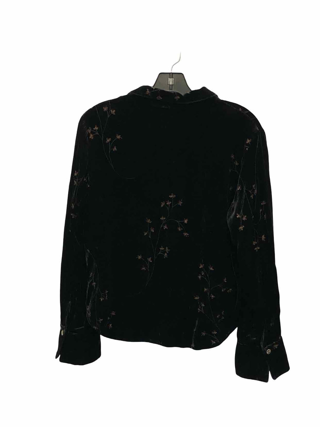 J Jill Size 12 Black Floral Long Sleeve Shirts