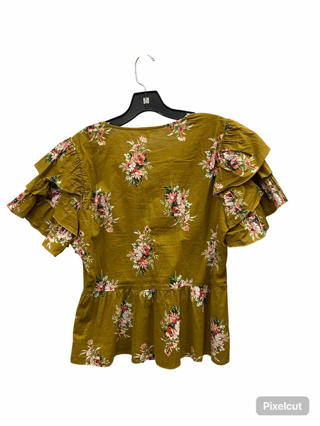 MadeWell Size 10 Yellow Floral Short Sleeve Shirts