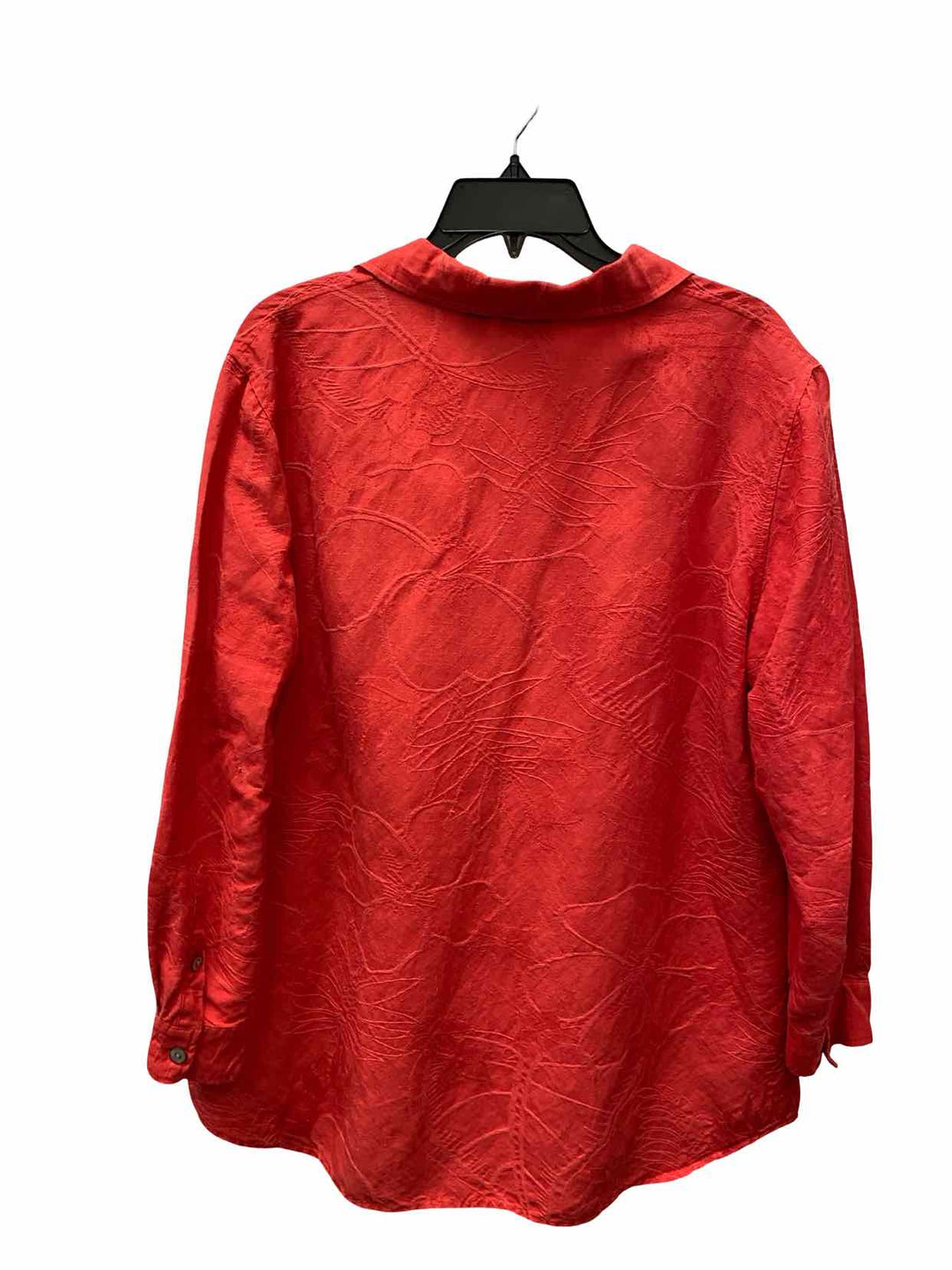 Chico's Size 2(M) Red 54%Linen Long Sleeve Shirts