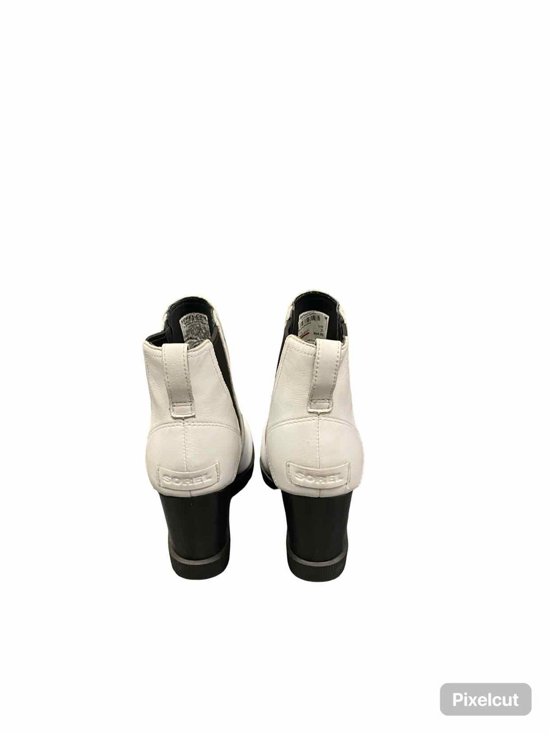 Sorel Shoe Size 7.5 White Black Leather Joan Uptown Chelsea Boot Boots(Ankle)