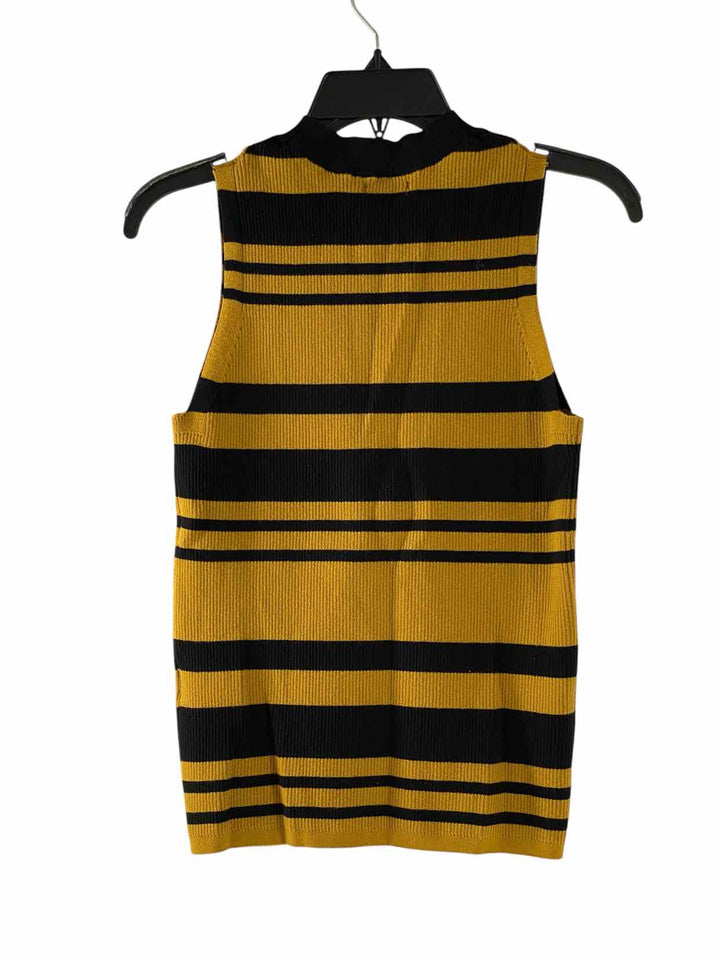 WHOWHATWEAR Size L Yellow Black Stripe Tank Top