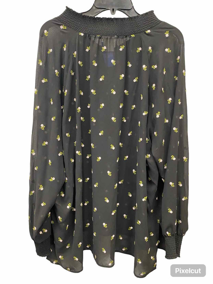 Cabi Size XL Black Floral Long Sleeve Shirts