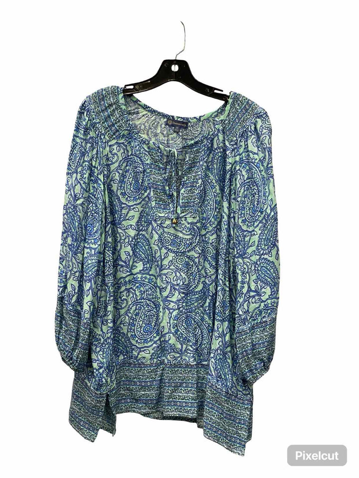 Democracy Size 2X Blue Print Long Sleeve Shirts