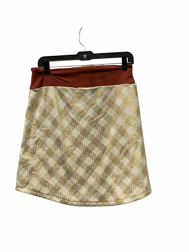 Shyine Designs Size M Peach Gold/Cream Print Skirt