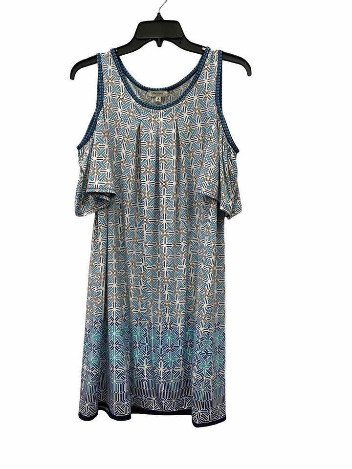 Max Studio Size M White Blue Dress