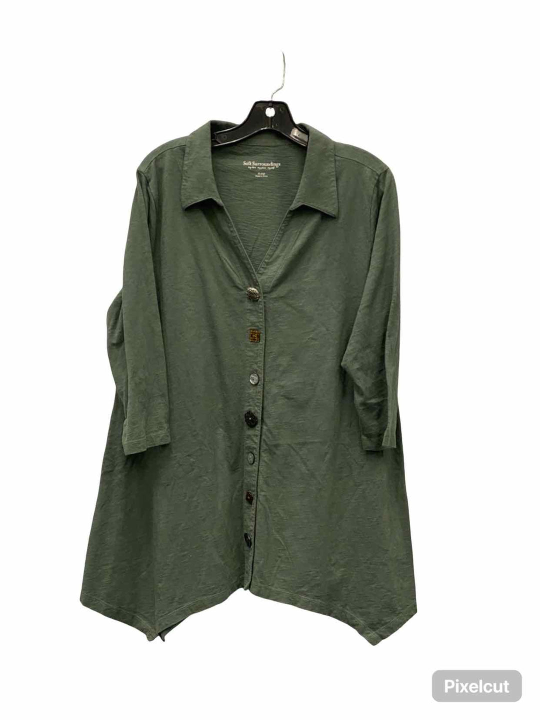 Soft Surroundings Size XL Green 100% cotton Long Sleeve Shirts