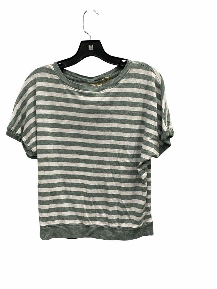 Christian Siriano Size M Green White Striped Short Sleeve Shirts