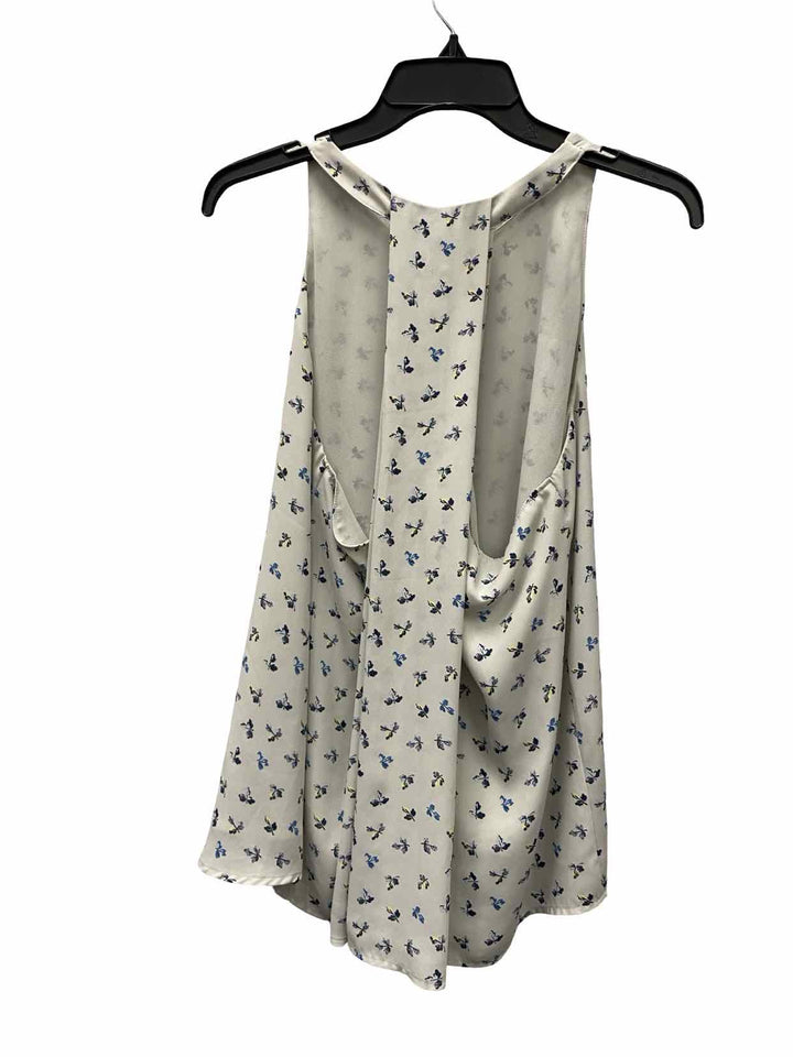 Loft Size L White Blue Floral Tank Top