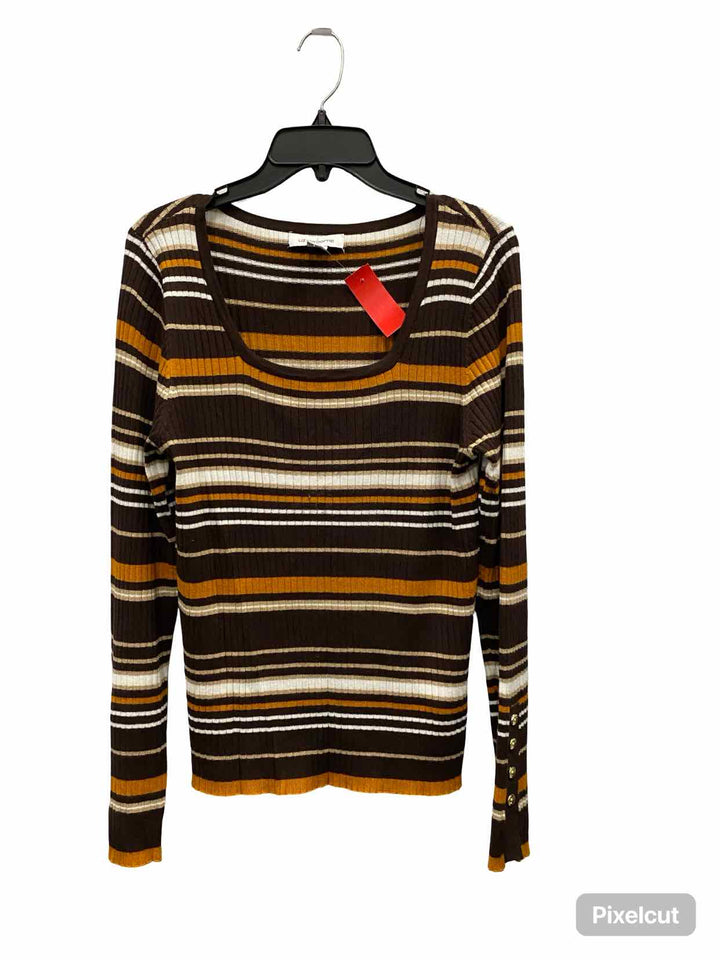 Liz Claiborne Size M Brown Stripe Long Sleeve Shirts