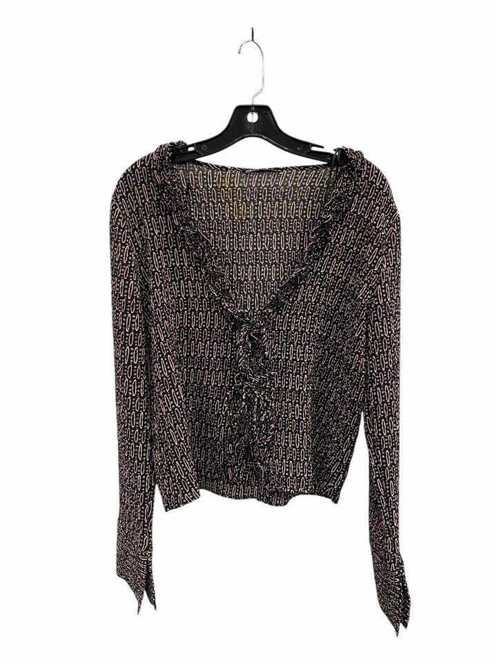 Zara Basic Size XL Black Pink Print Long Sleeve Shirts