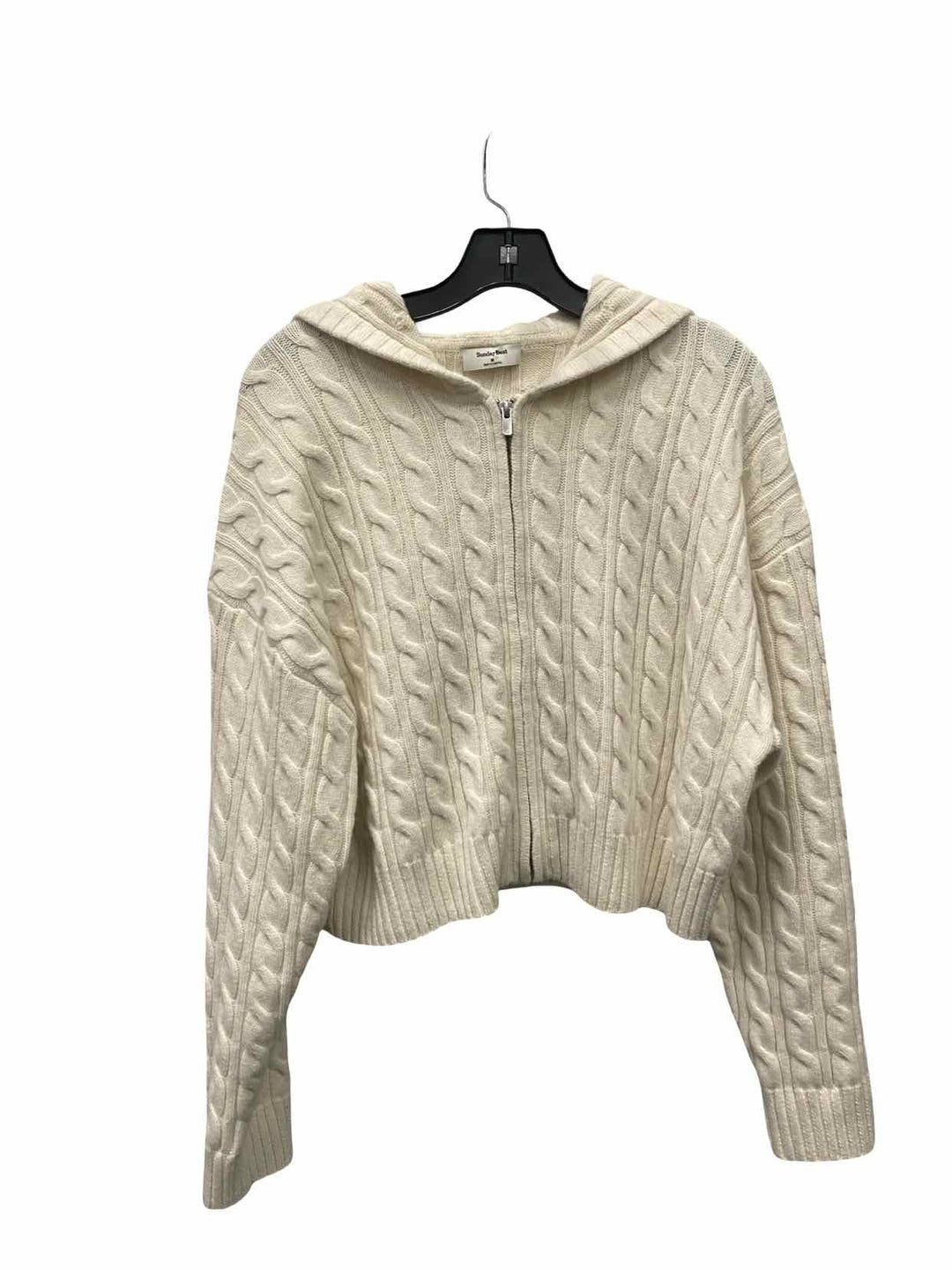 Sunday Best Size M White Knit 55% Wool Sweater
