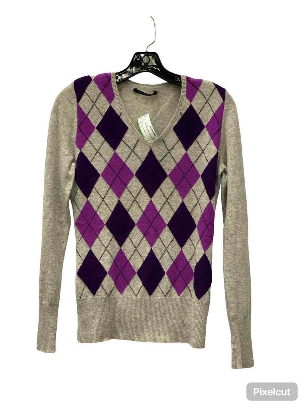 Unknown Brand Size S Gray Multi Argyle 100% cashmere Sweater
