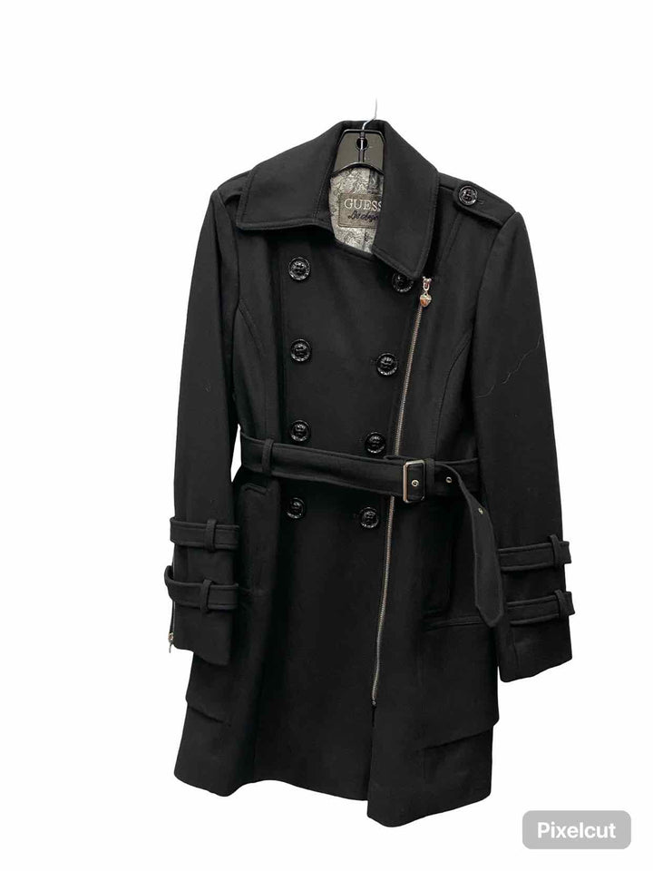 Guess Size L Black 60% Wool Coat(Long)