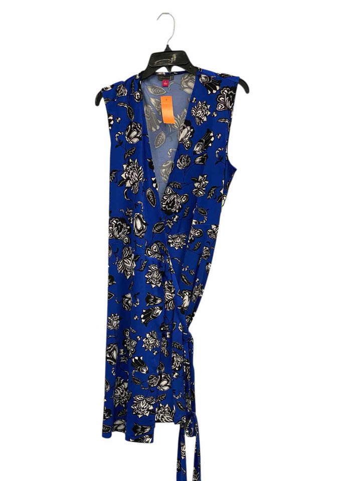 Vince Camuto Size L Blue White Floral Dress