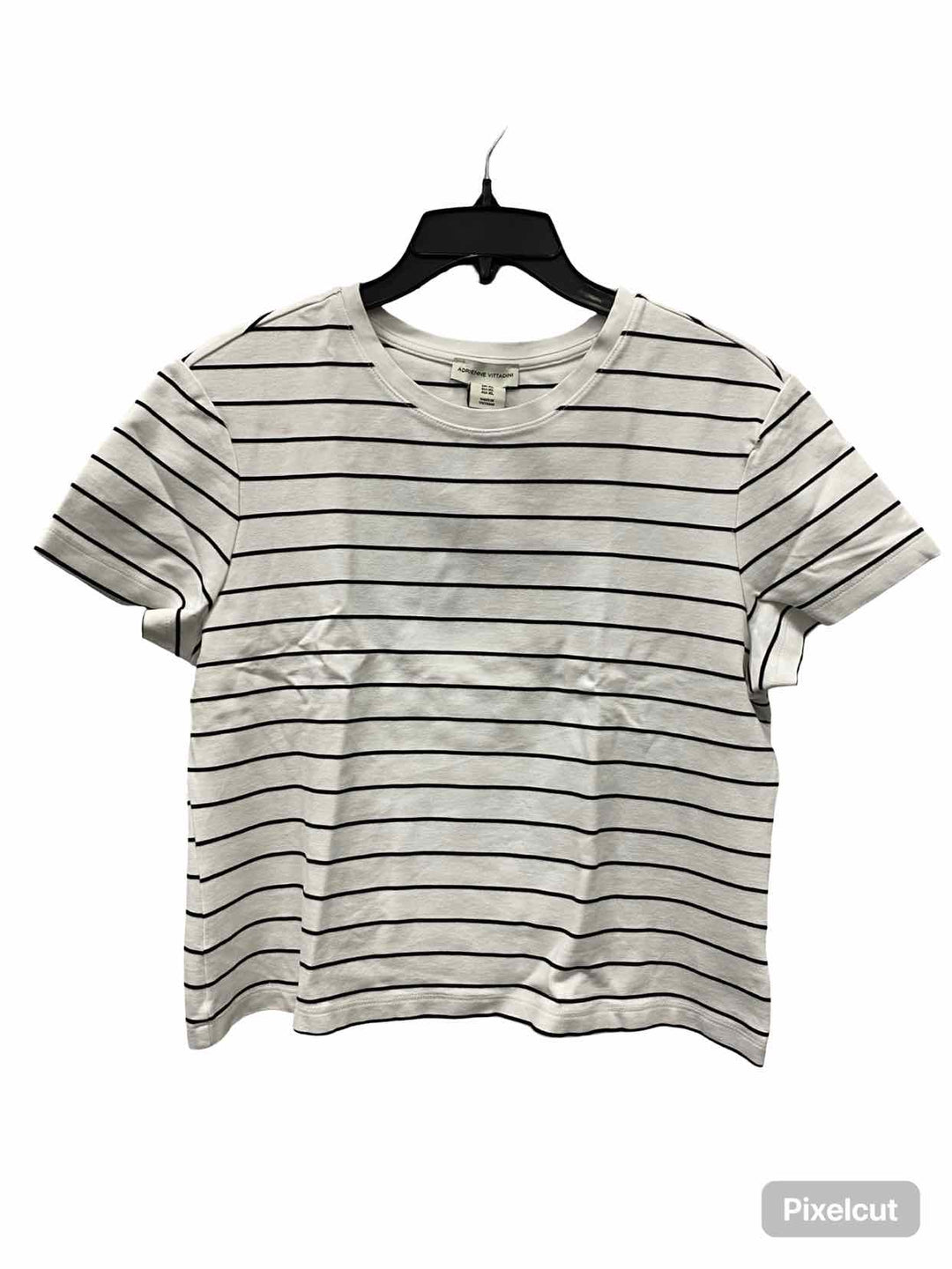 Adrienne Vittadini Size XL White Black Striped T-shirt