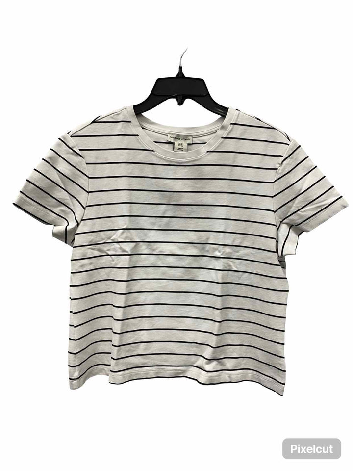 Adrienne Vittadini Size XL White Black Striped T-shirt