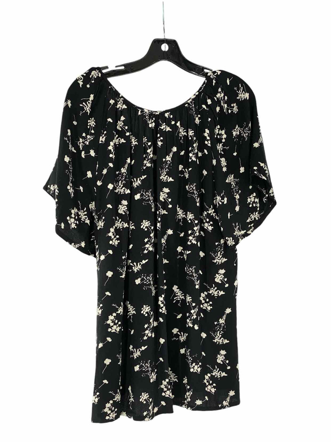 ellos Size 16 Black White Floral Short Sleeve Shirts