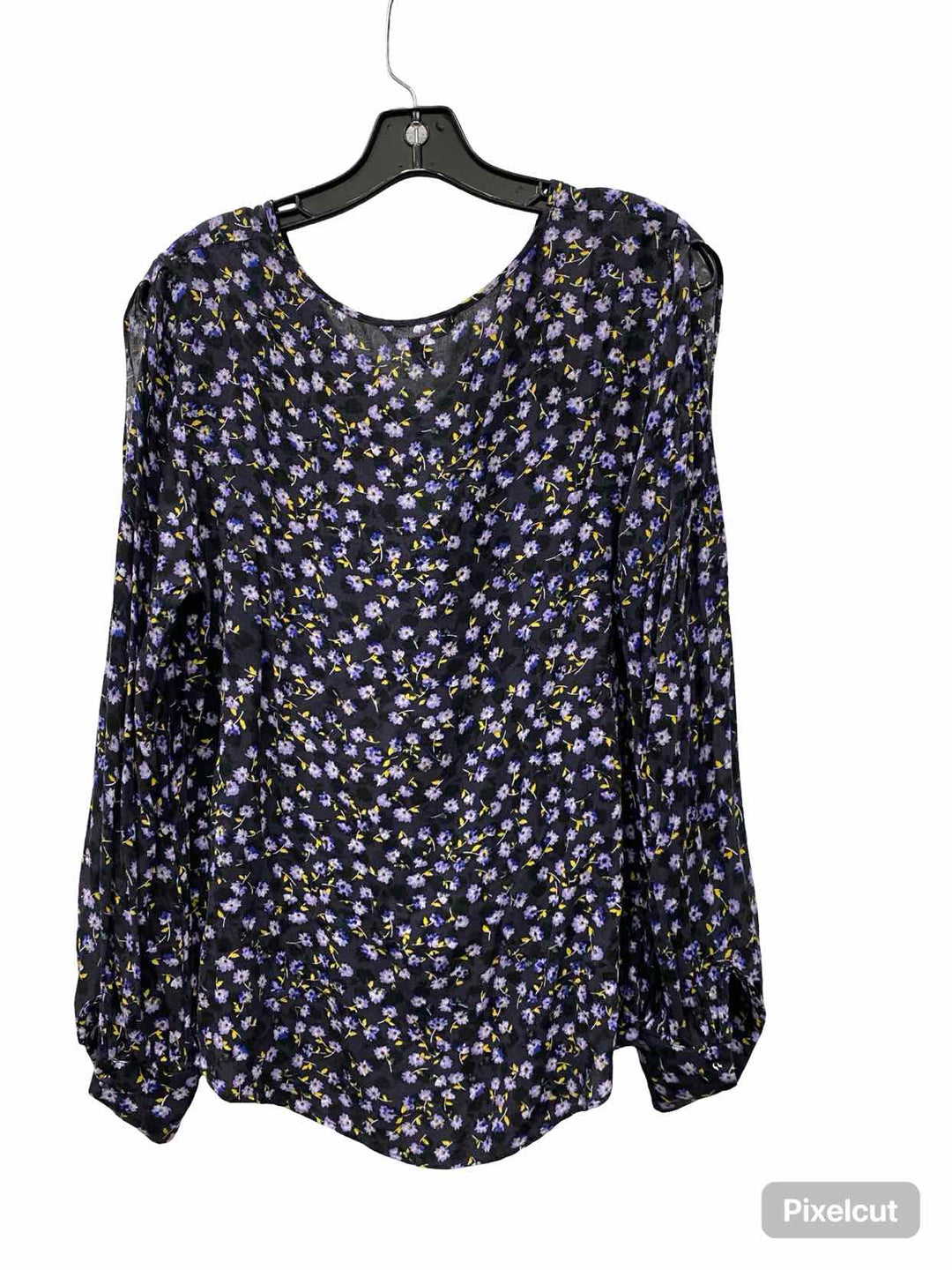 Banana Republic Size M Black Violet Floral Long Sleeve Shirts