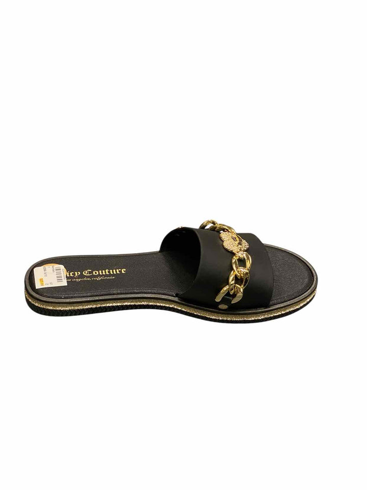Juicy Couture Shoe Size 7 Black Gold Manmade NWOT Sandals