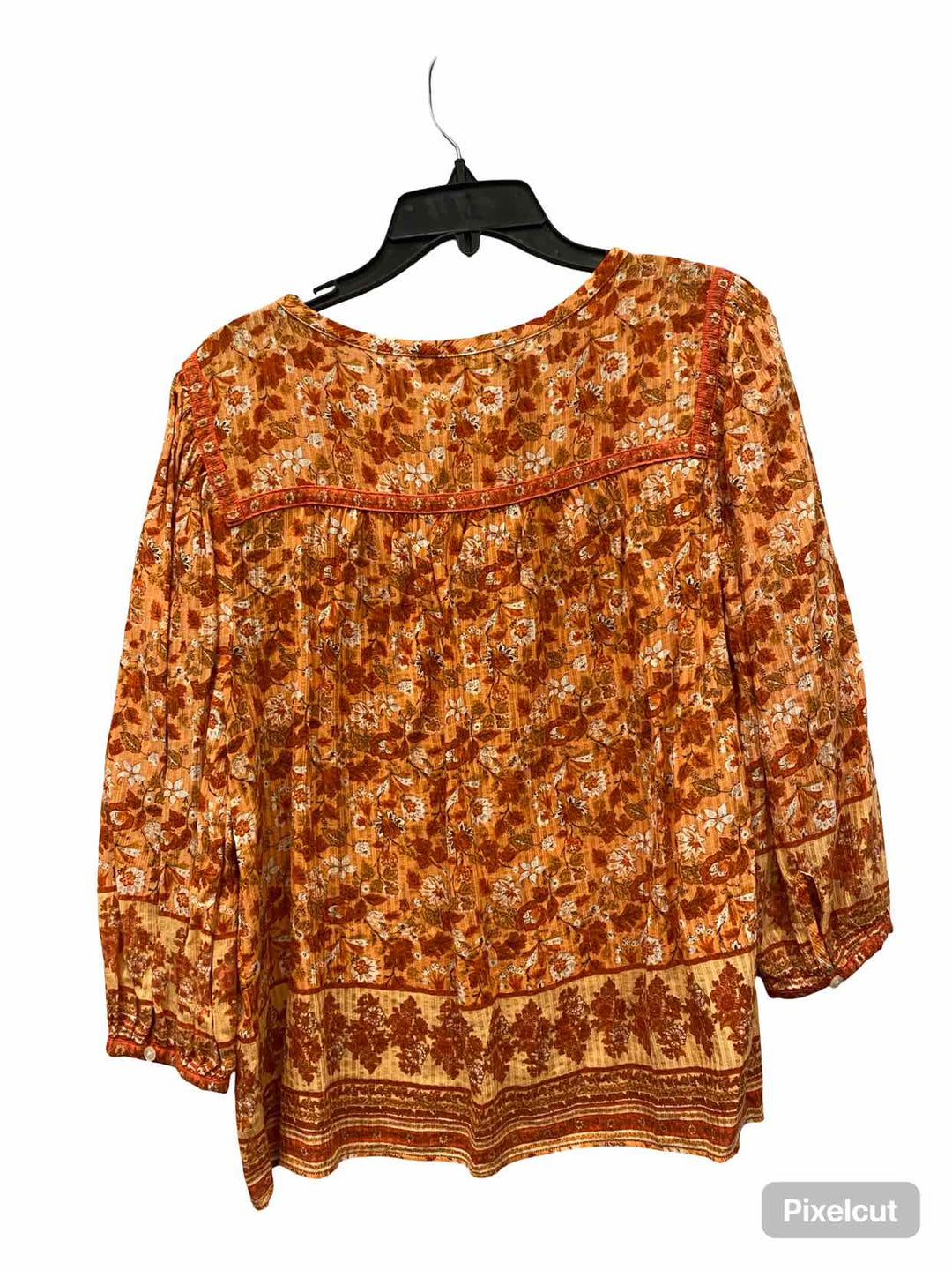 Loft Size M Orange White Floral Long Sleeve Shirts