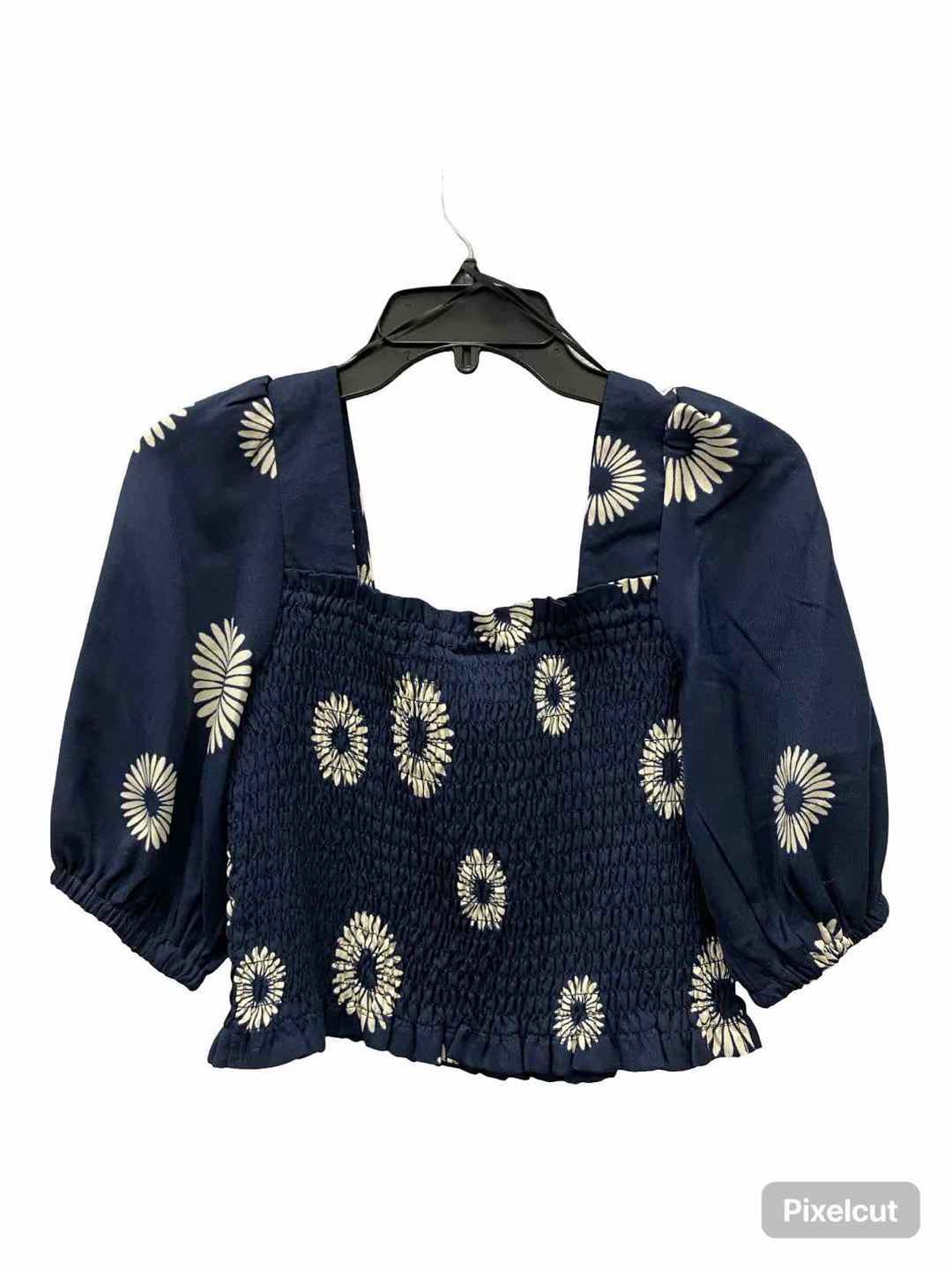 Bobeau Size S Blue White Floral Short Sleeve Shirts