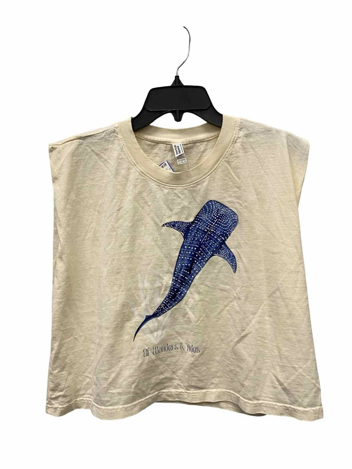 Of Wonders & Tides Size M Beige Whale 100% cotton Short Sleeve Shirts