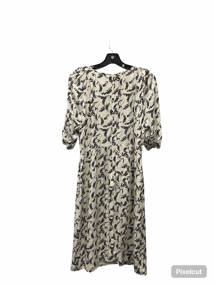 Lewit Size 12 White Black Print Dress