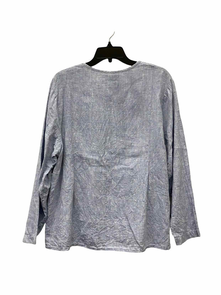 Flax Size M Blue 100% Linen Long Sleeve Shirts