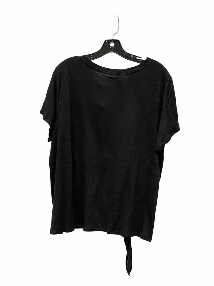 J Jill Size L Black 100% Linen Short Sleeve Shirts