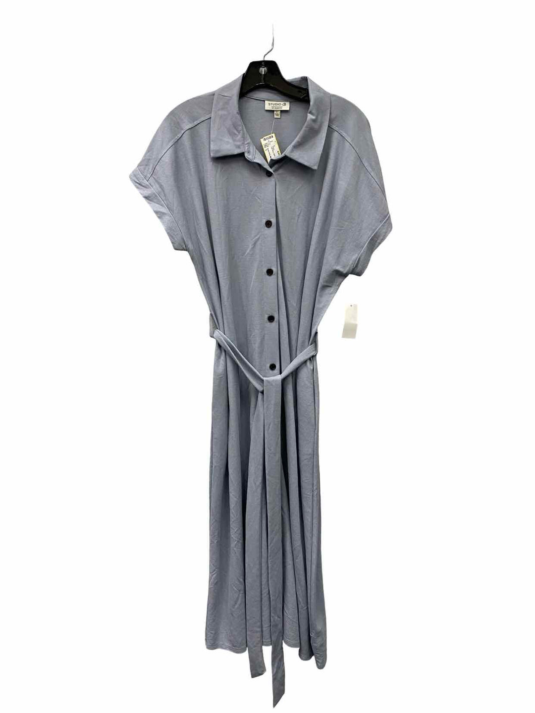 Studio B by Bobeau Size L Light Blue Button Up Dress